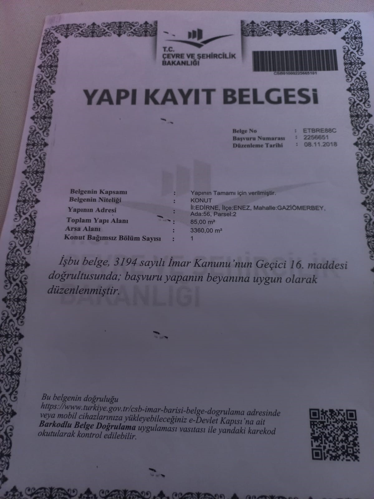 Edirne Enez'de Satılık 23.137 m² Müstesna Çiftlik Evi