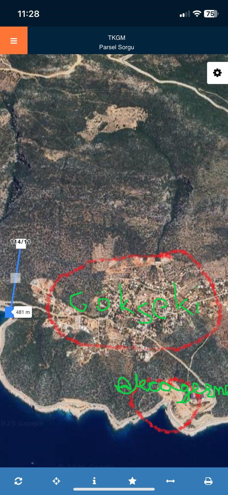 Kaş gökseki de deniz manzaralı yatırımlık parsel